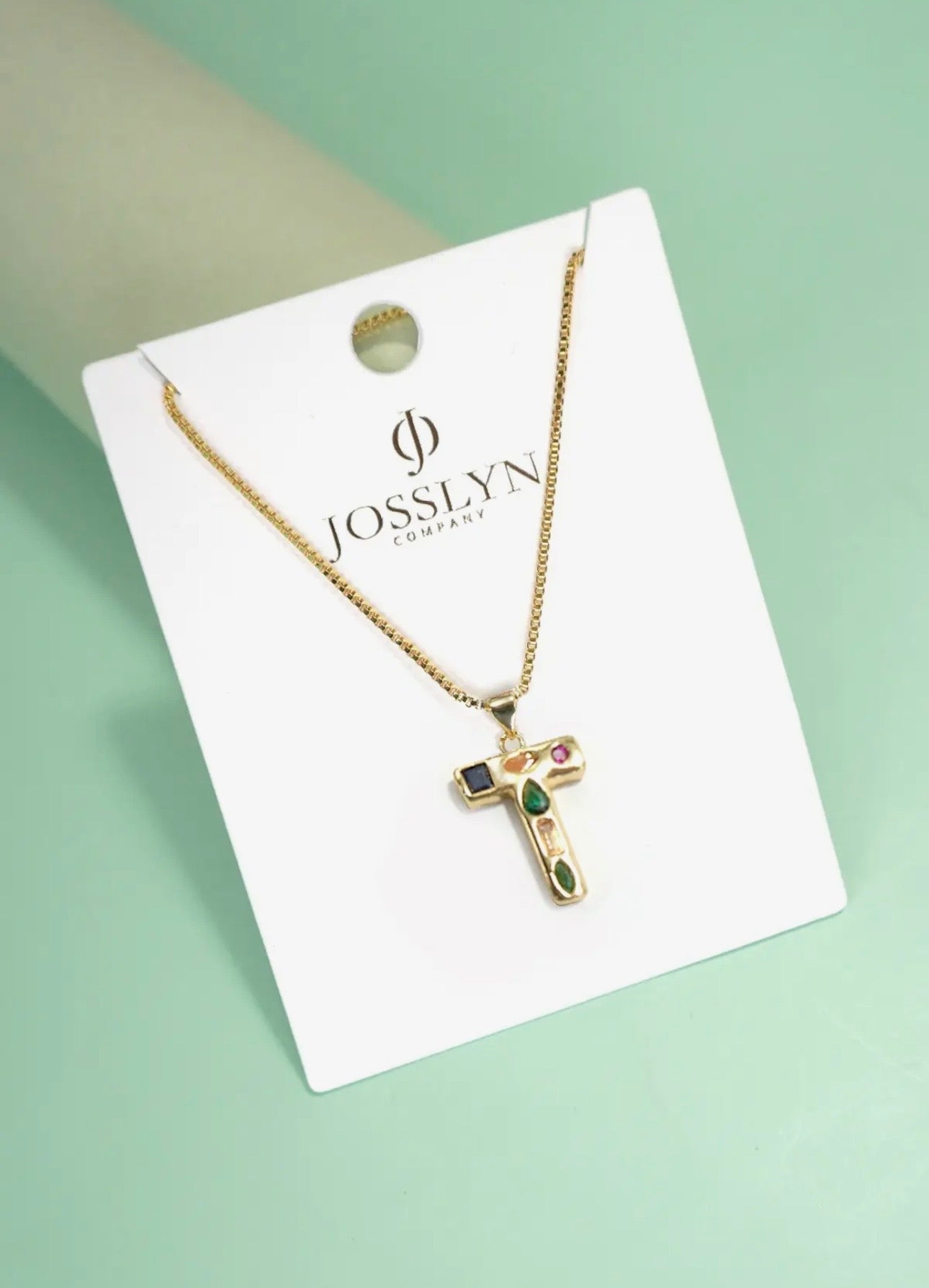 Initial Multicolor Rhinestone Necklace