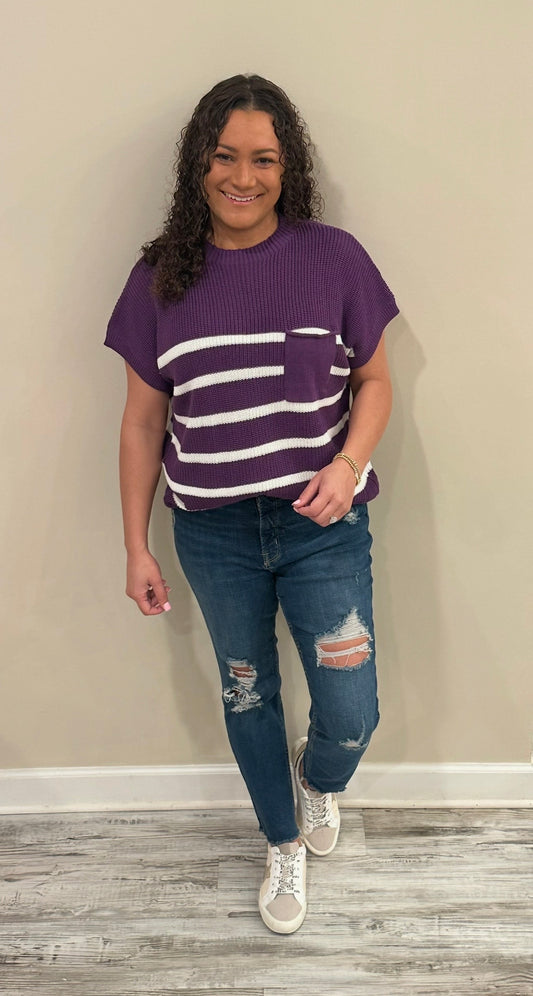 Purple Striped Angel Top