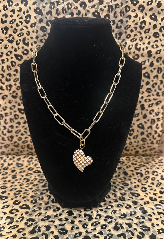White Heart Charm Necklace