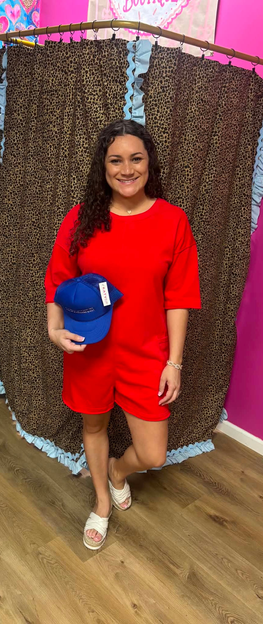 Red Romper V-Neck back