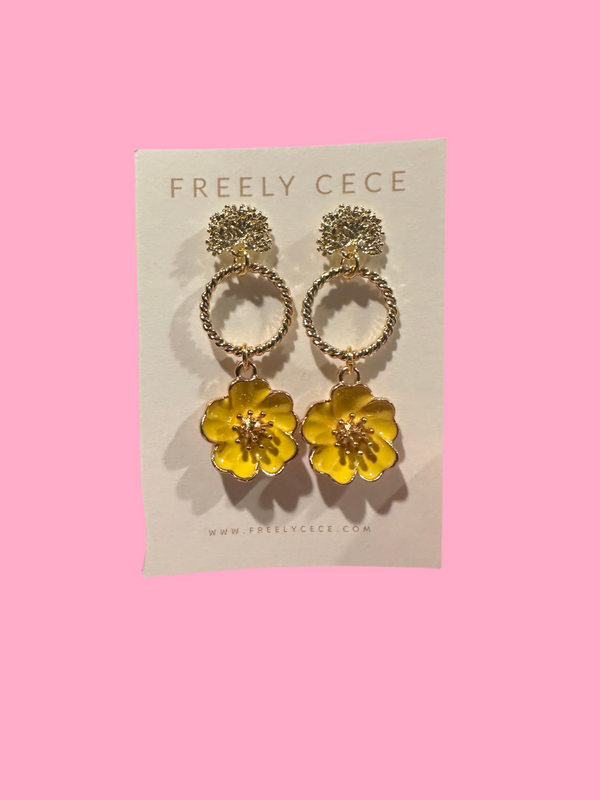 Yellow Flower Earrings
