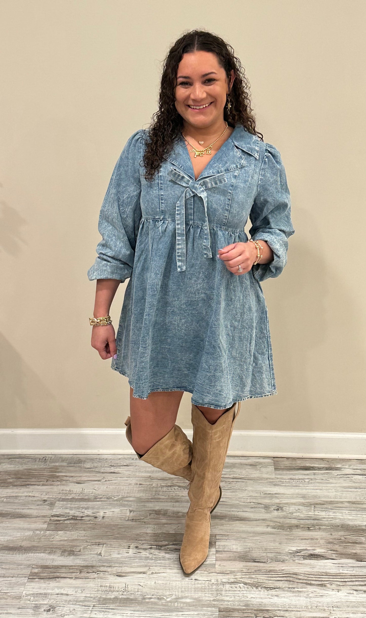 Denim Bow Dress