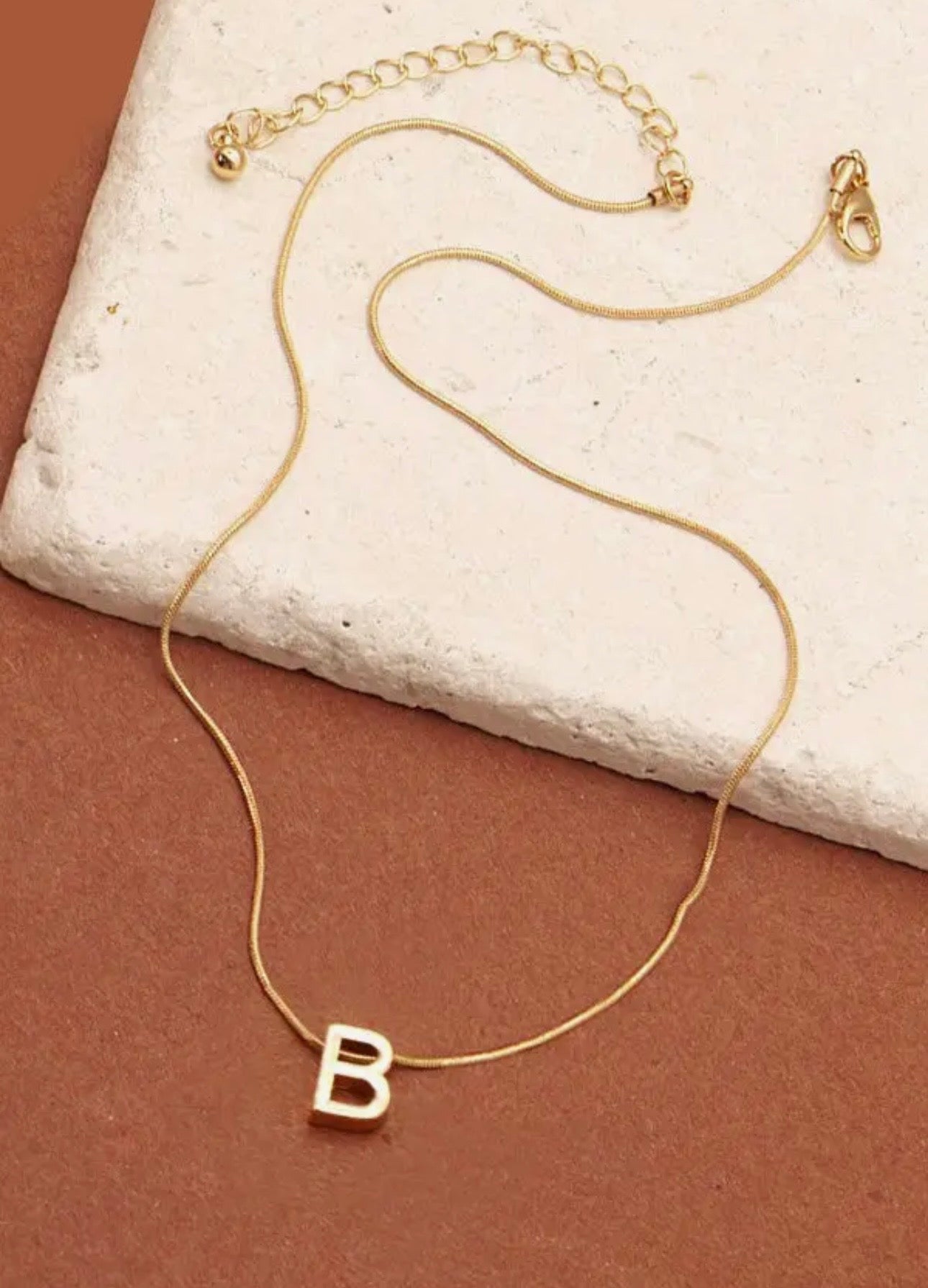 Snake Chain Initial Pendant Necklace