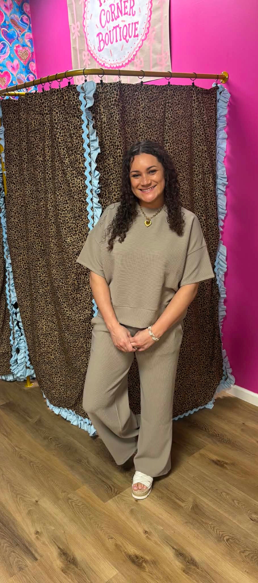 Ash Mocha Ribbed Zenana Pants Set