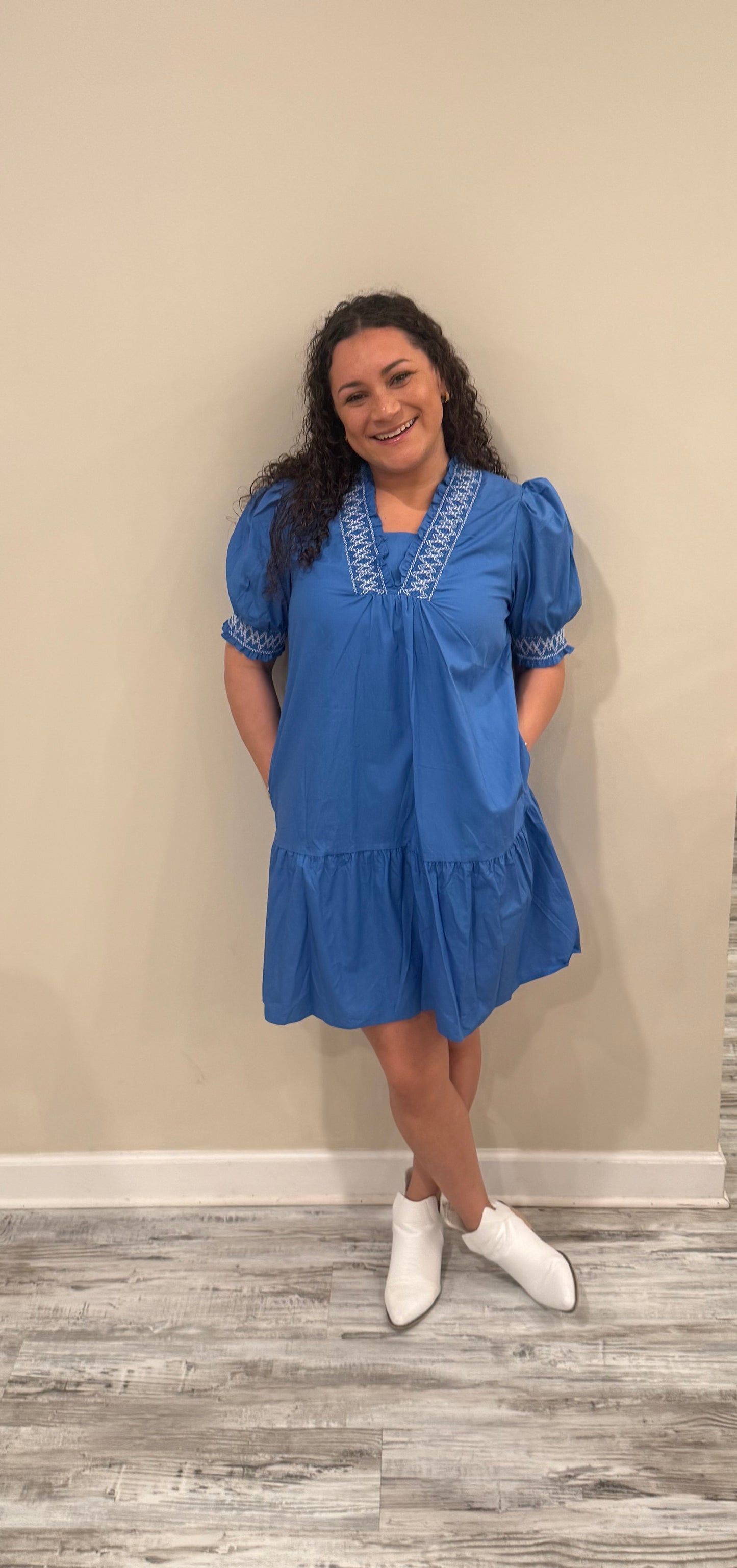Janey Blue Dress with pockets