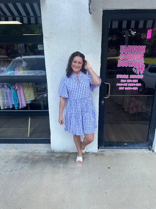 Purple checkered dress