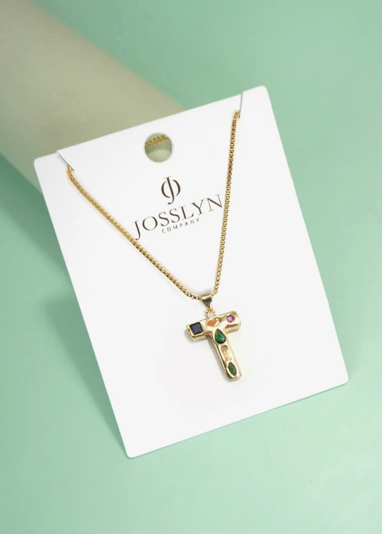 Initial Multicolor Rhinestone Necklace