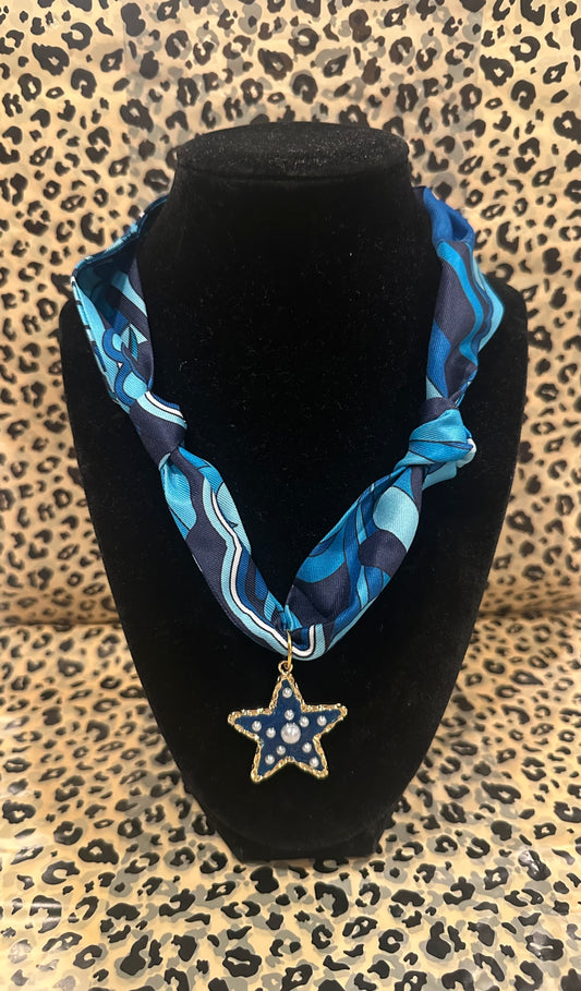 Blue Star Scarf Necklace