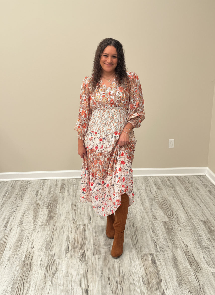 Floral lined fall dress