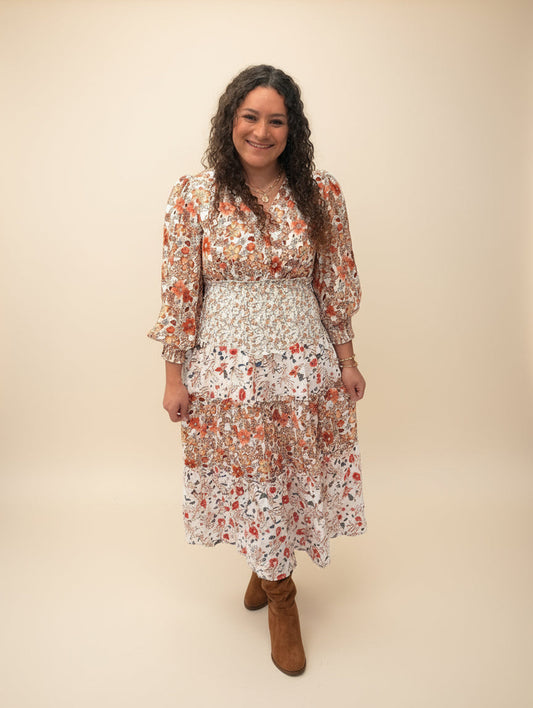 Floral lined fall dress