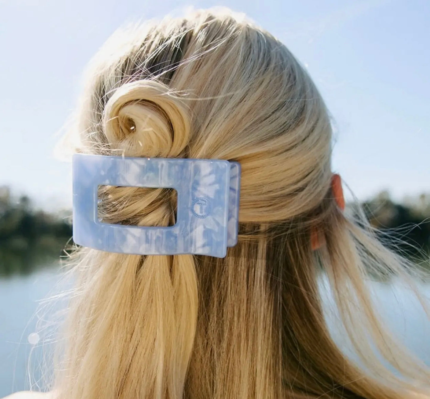 Teleties Flat Rectangle Hair Clip| Blue Lagoon