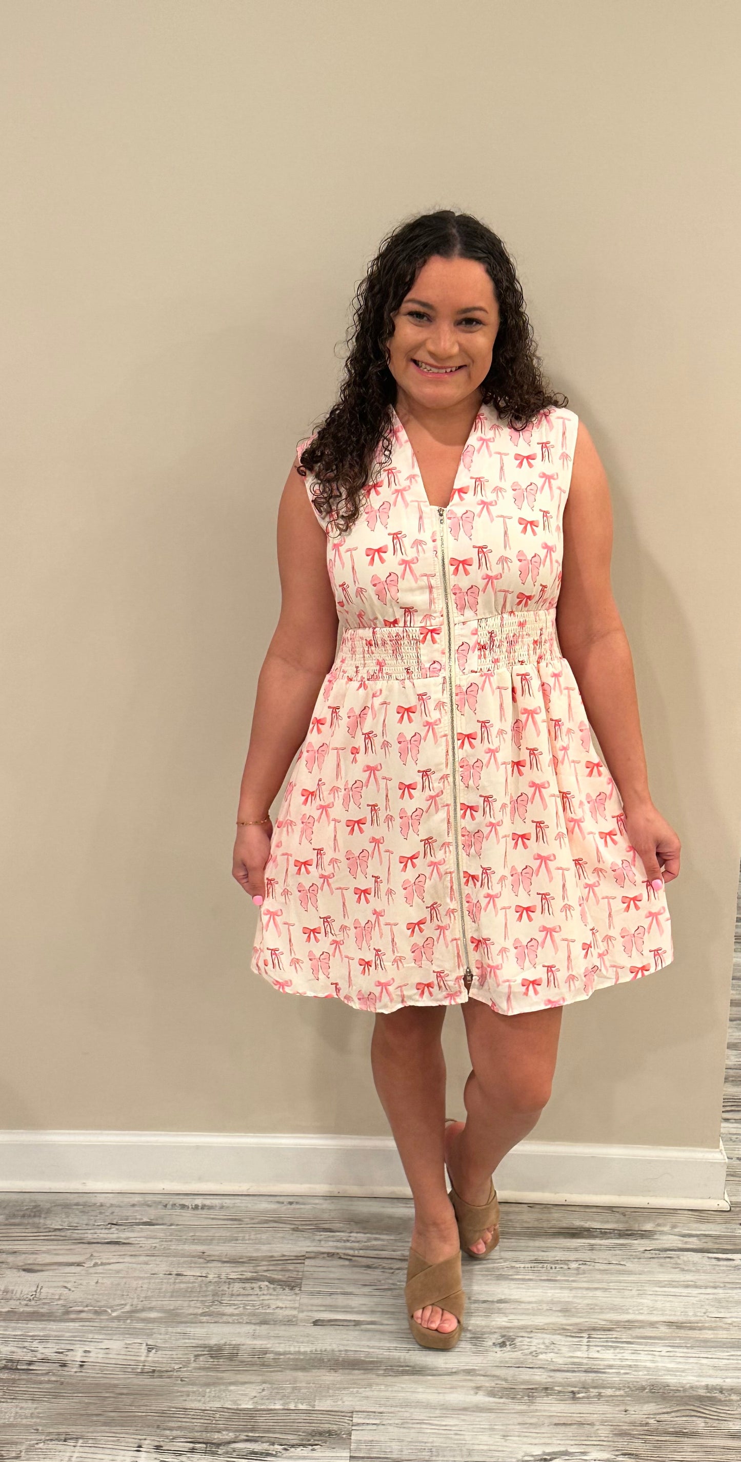 Pink Bow Lined Dress