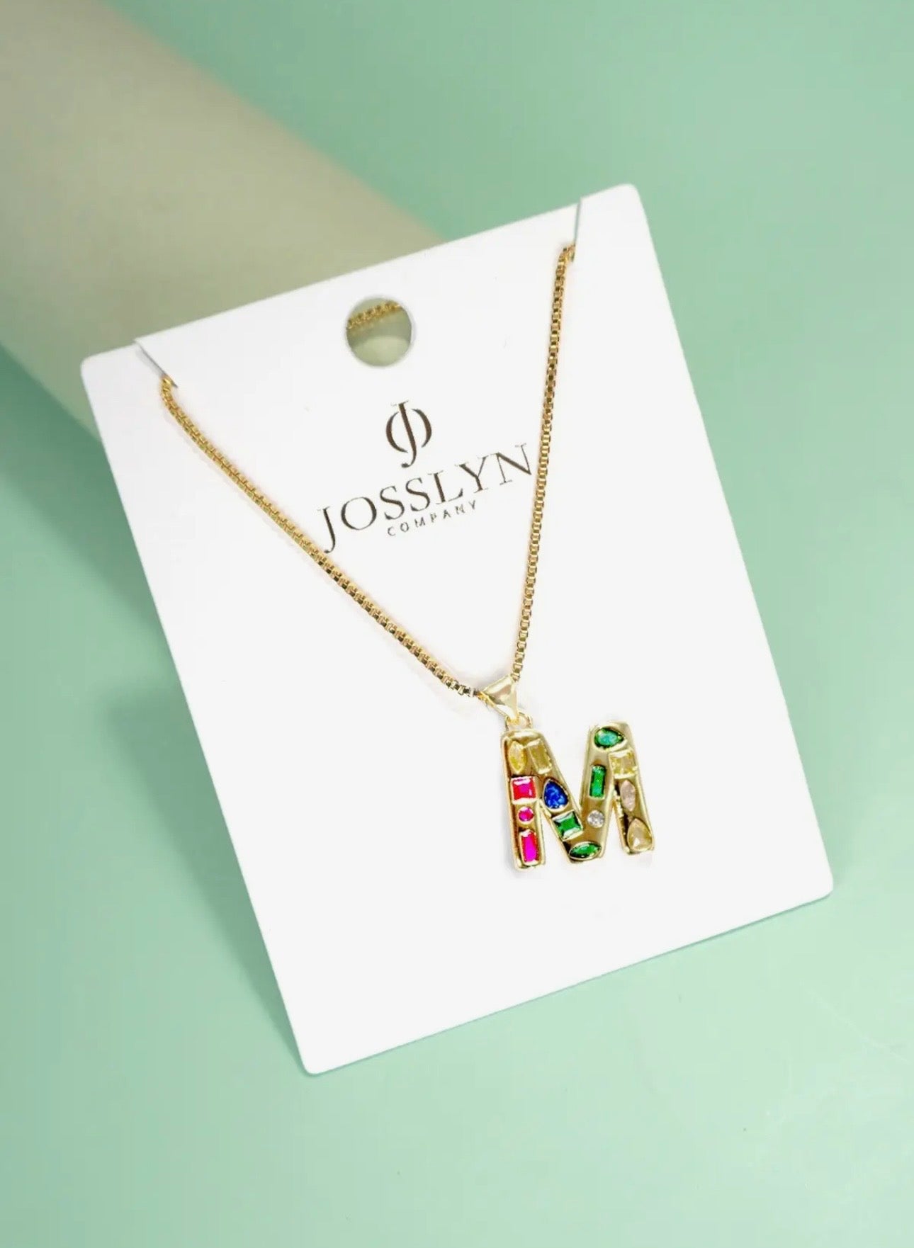 Initial Multicolor Rhinestone Necklace