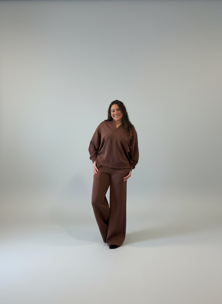 Brown Scuba 2 piece pants set