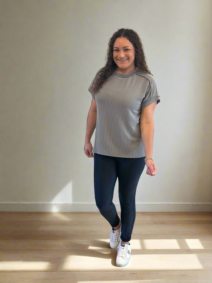 Grey Ribbed Top