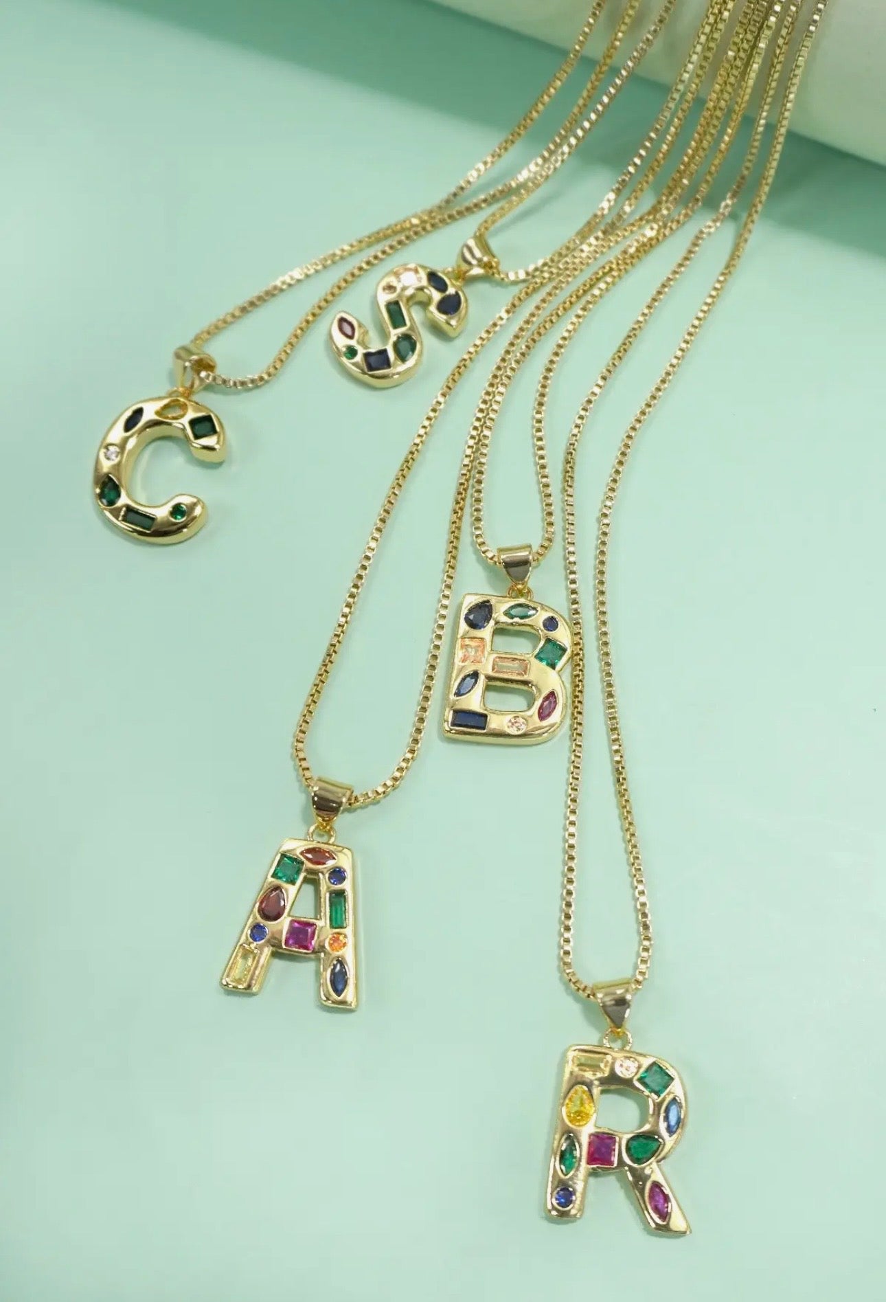 Initial Multicolor Rhinestone Necklace