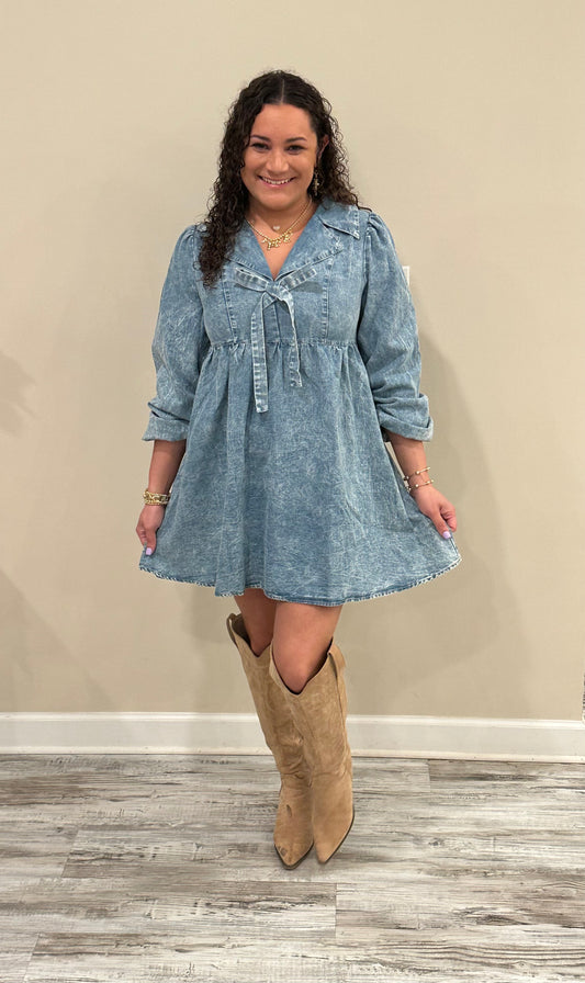 Denim Bow Dress