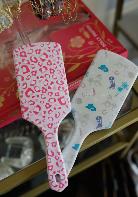 Pink Cheetah Hairbrush