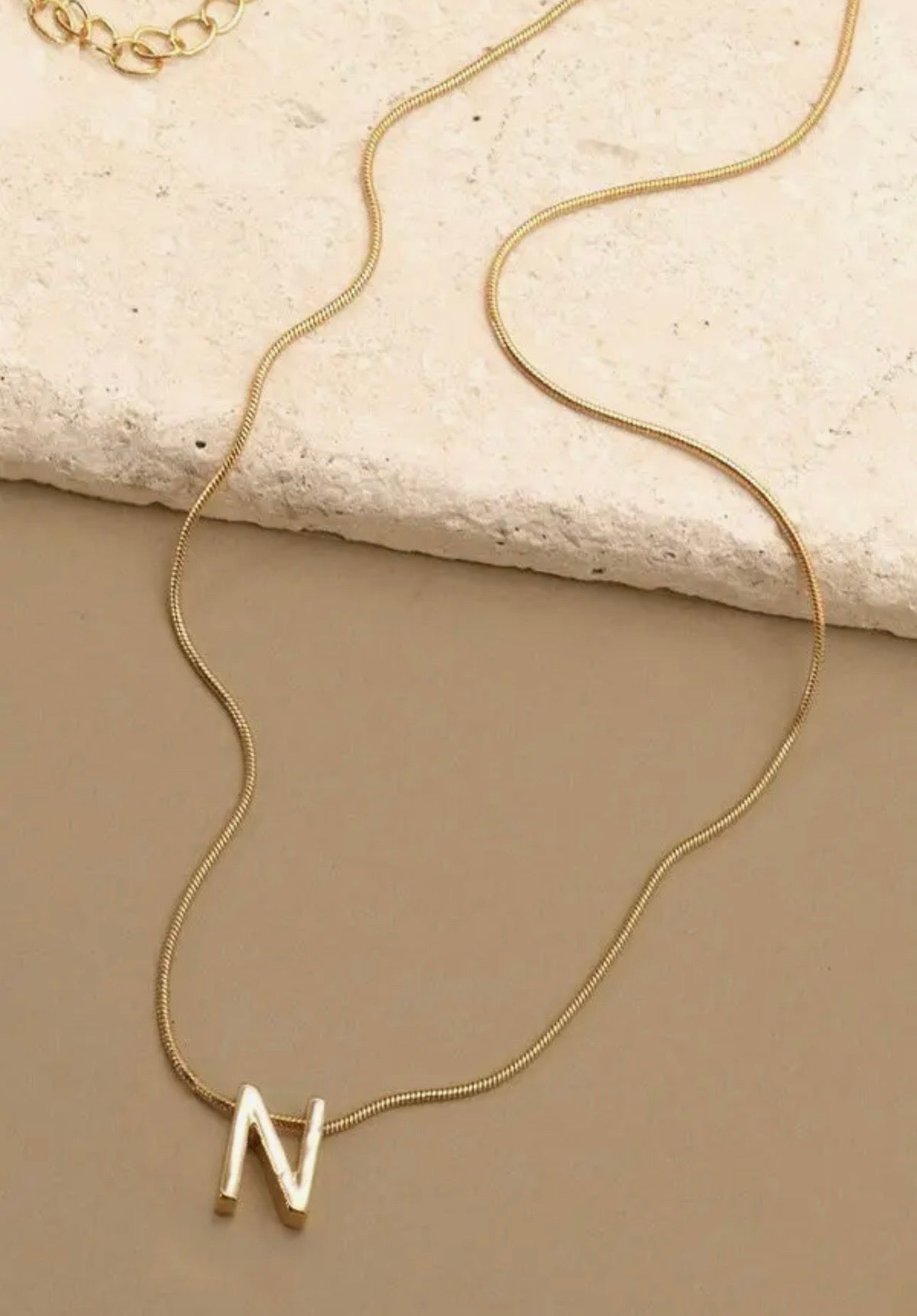 Snake Chain Initial Pendant Necklace