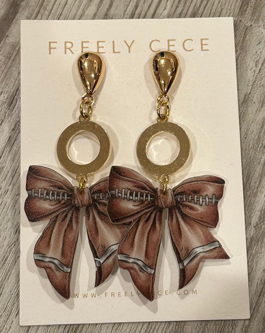 Bow Football Earrings