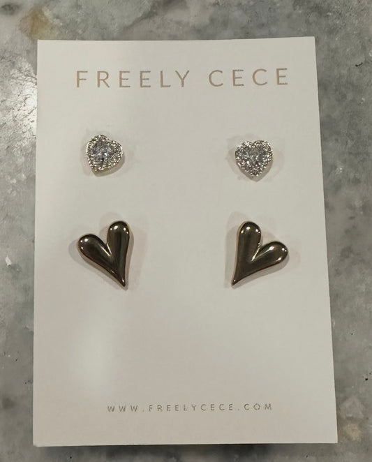 Alana Double Pack Heart Earrings