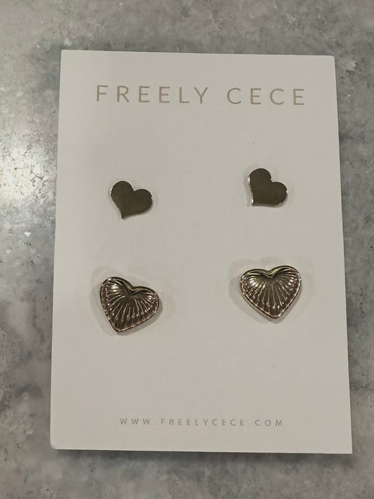 Double Heart Stud Earrings