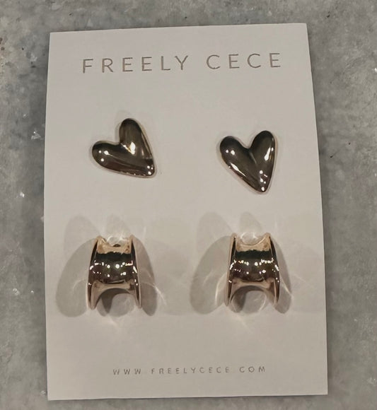 Abby Heart Double Pack Earrings